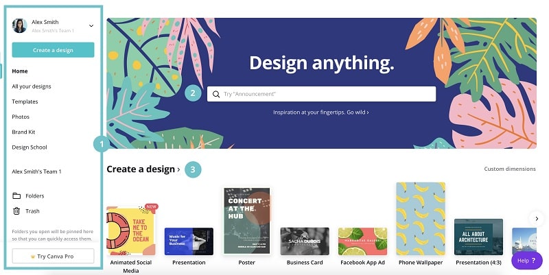 công cụ thiết kế name card online canva