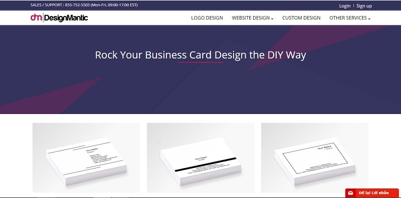 công cụ thiết kế name card online Design Mantic