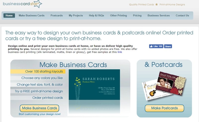 công cụ thiết kế name card online Bussiness Card Star